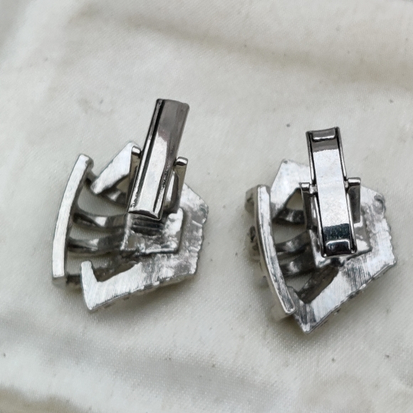 Vintage blue sapphire Czech glass cuff links - Picture 4 of 5